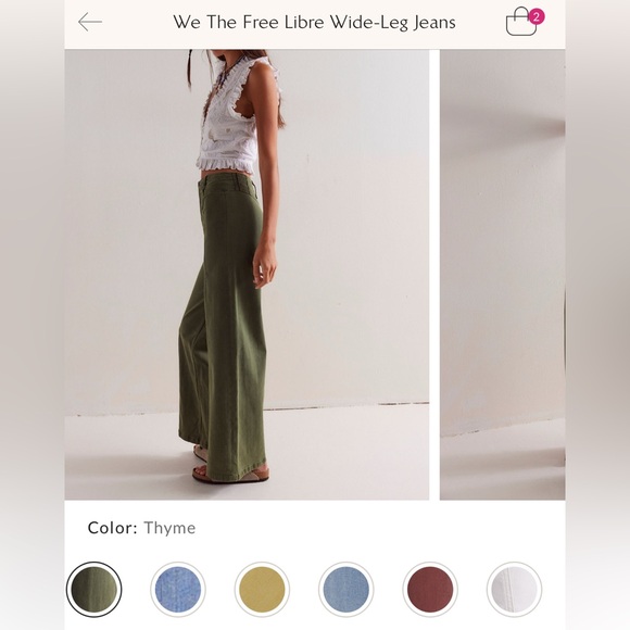 NWT Free People We The Free Libre Wide-Leg Jeans - thyme green - 25, 27 - Picture 7 of 12